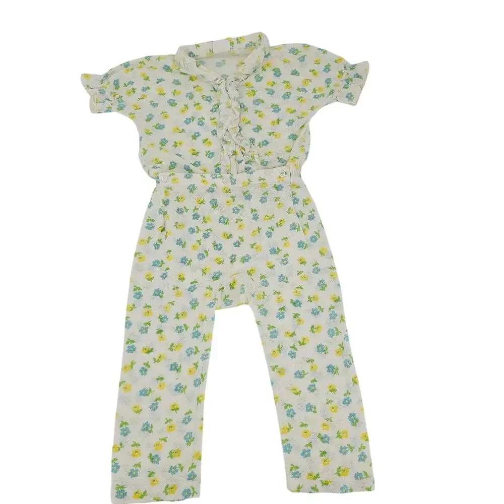 Vintage 70s Carter's Floral Pajama 2 Piece Sleepwear Girl 3 Cottagecore 4038